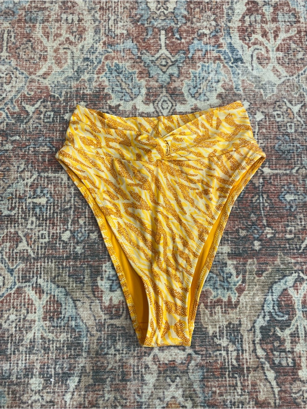 Aerie NWT fun retro orange printed high cut cheeky bikini bottoms S beach pool